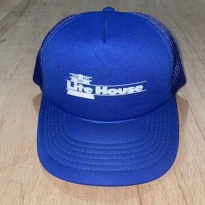 Vintage‎ The Lite House Blue Trucker Mesh SnapBack Baseball Hat Cap